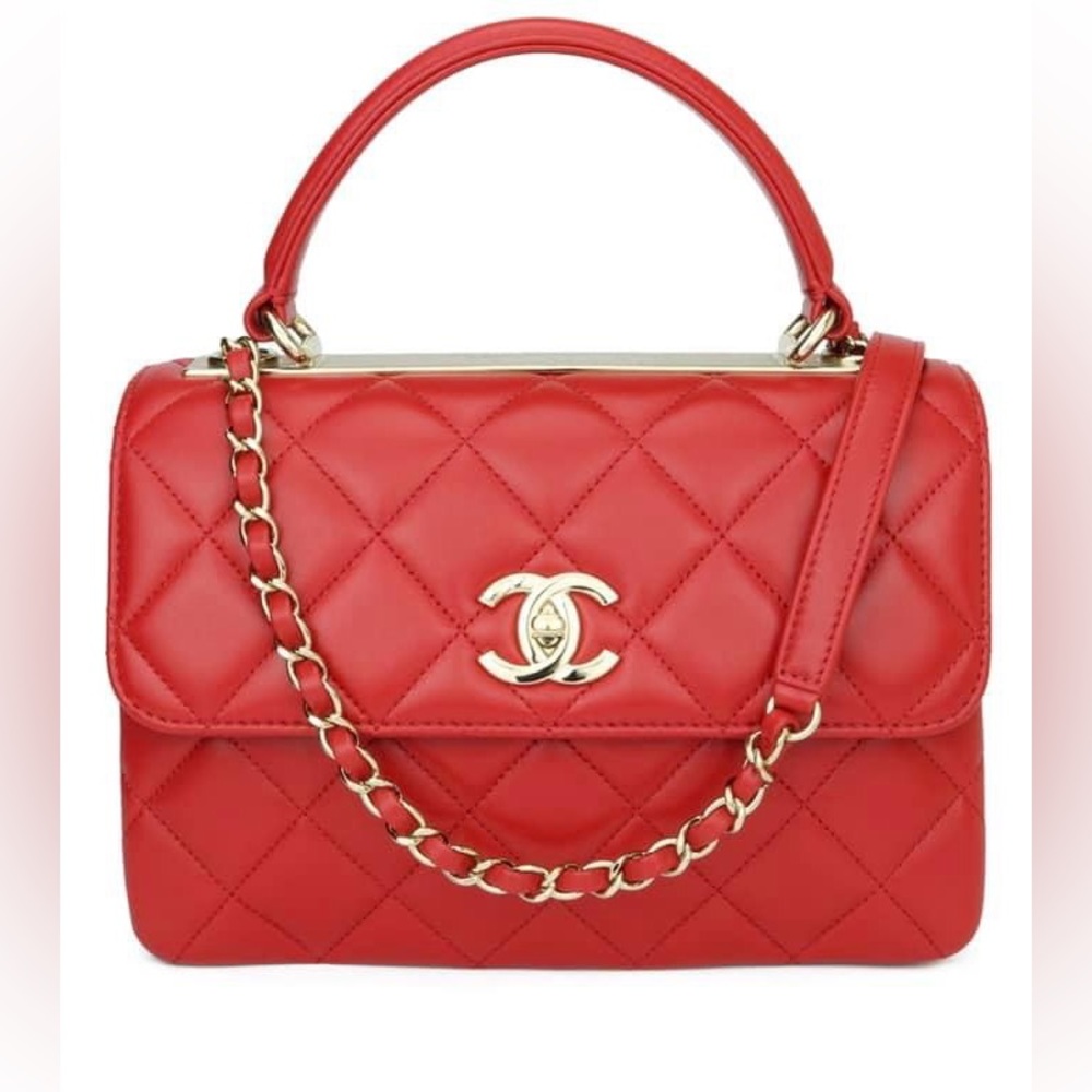 Authentic Chanel Trendy Medium CC Red Lambskin